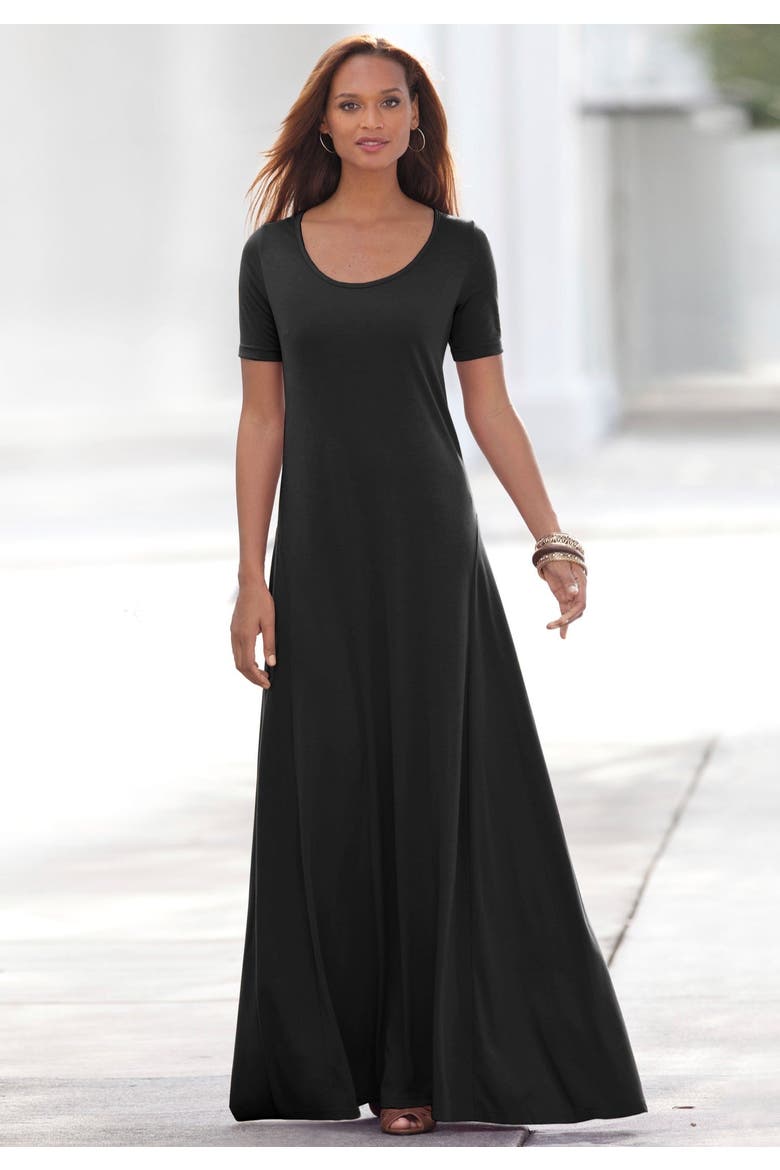 Stretch Cotton T-Shirt Maxi Dress, Alternate, color, DARK SAPPHIRE FLORAL