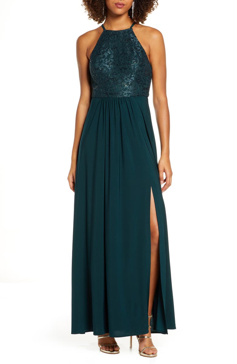 Morgan & Co. Sequin Lace Gown, Main, color, 