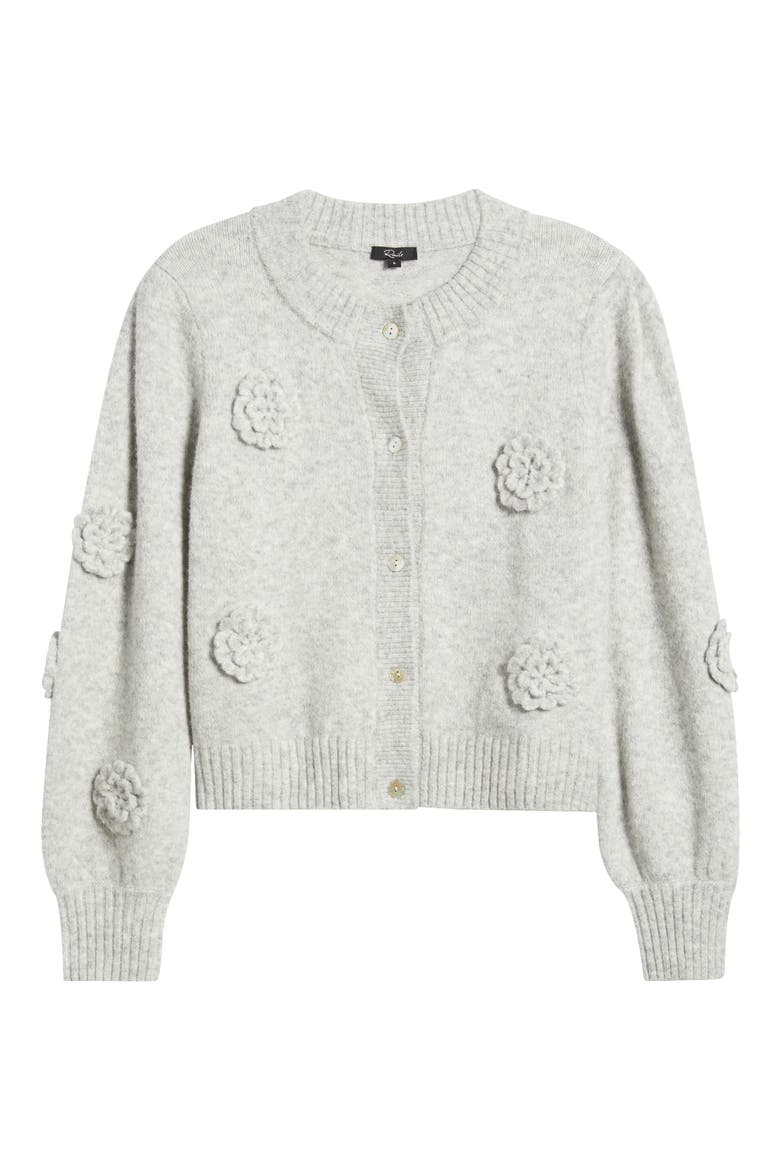Francesca 3D Floral Embellished Cardigan, Alternate, color, HEATHER GREY