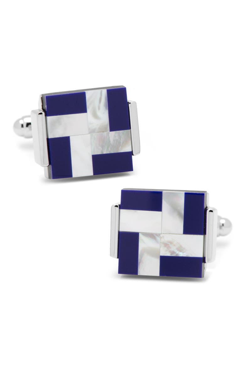 Mother-Of-Pearl Cuff Links, Main, color, BLUE