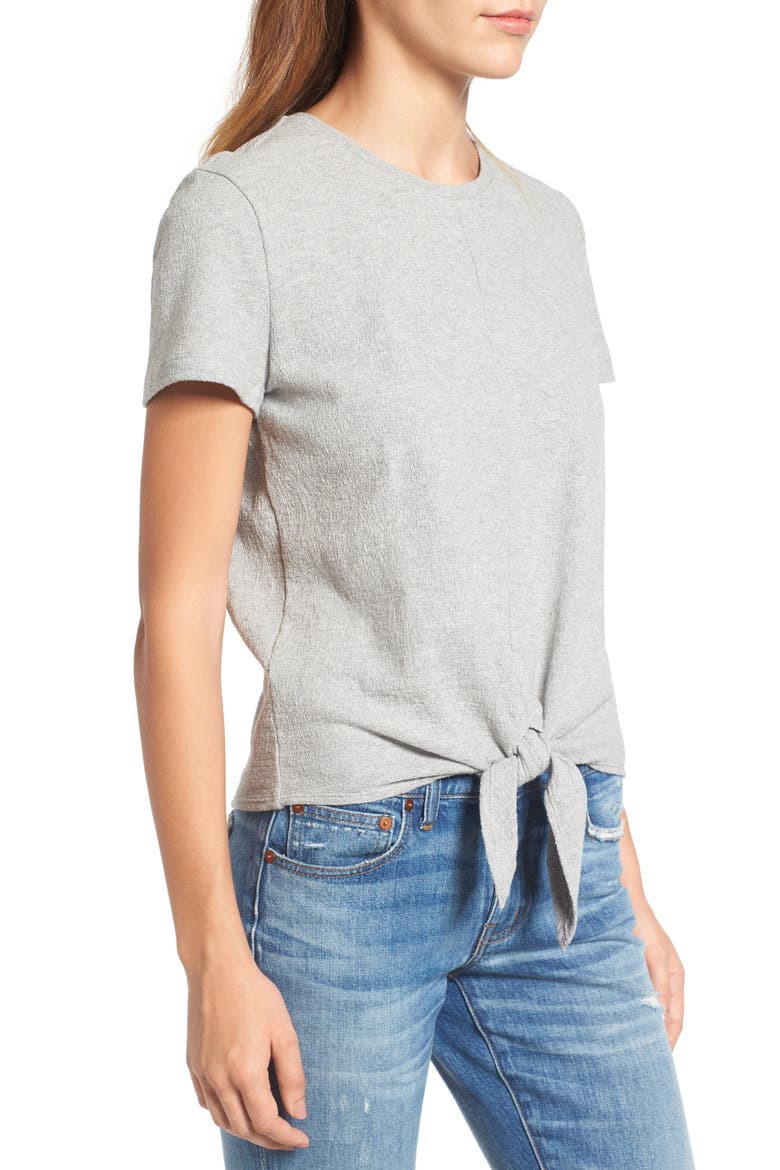 Modern Tie Front Tee, Alternate, color, HEATHER PELICAN