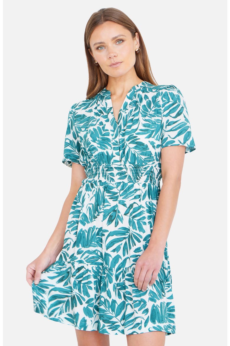 Leaf Print Mini Dress, Alternate, color, Green
