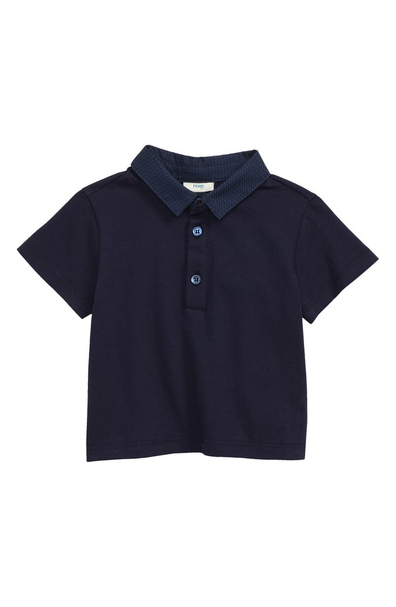 Fendi FF Logo Collar Cotton Polo, Main, color,