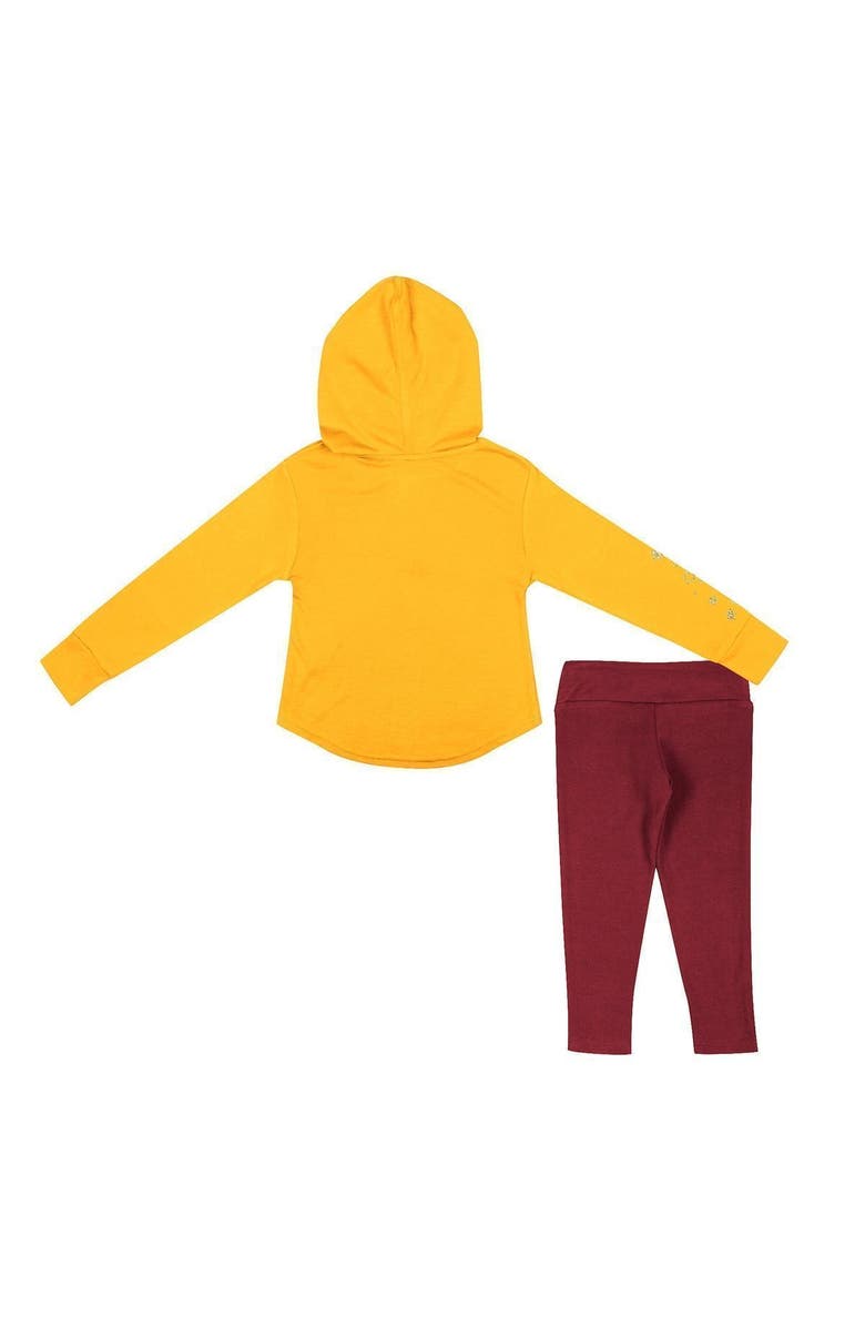 COLOSSEUM Girls Toddler Colosseum Gold/Cardinal Iowa State Cyclones Most Delightful Way Long Sleeve Hoodie T-Shirt & Leggings Set, Alternate, color,