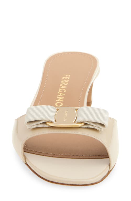 Ferragamo Vanilla Bow Slide Sandal In Neutral