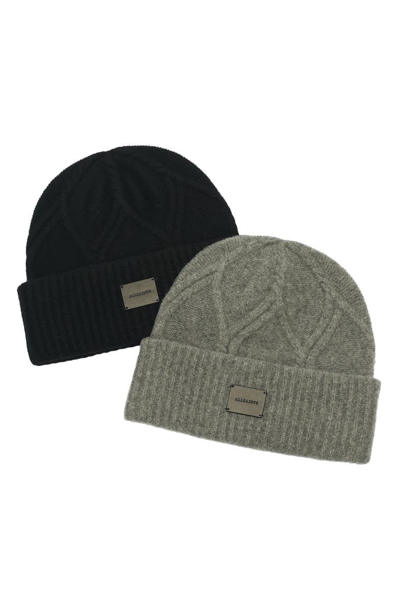 AllSaints Brushed Wool Cable Beanie | Nordstromrack display picture 1