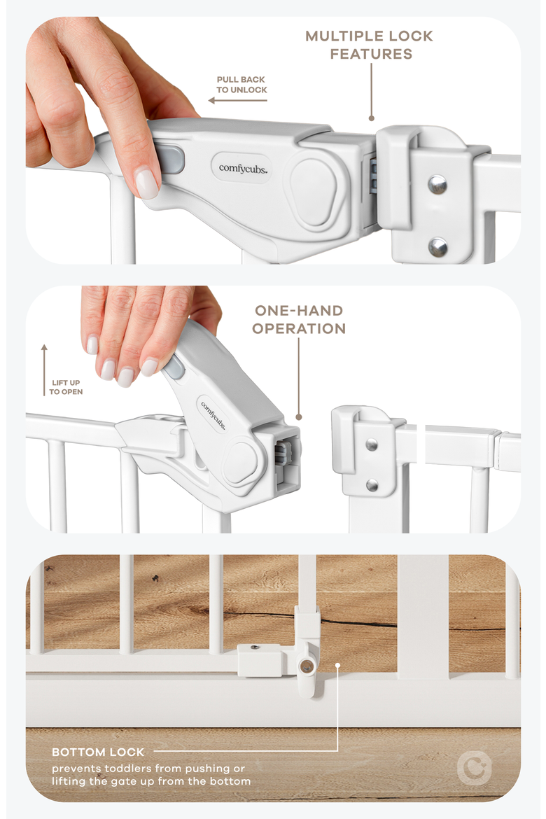 Baby Safety Gate with 3 Extensions, Alternate, color, White