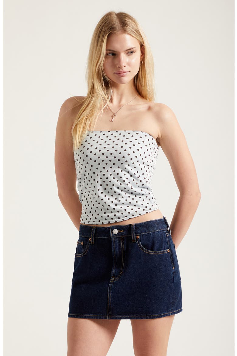 Bella Mid Rise Denim Miniskirt, Alternate, color, DARK INDIGO