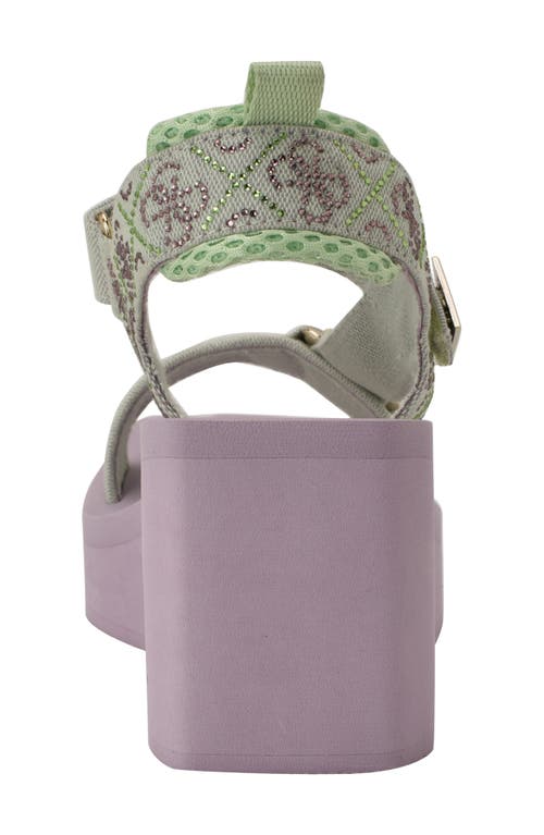 Guess Dawsin 4 Platform Wedge Sandal In Light Green