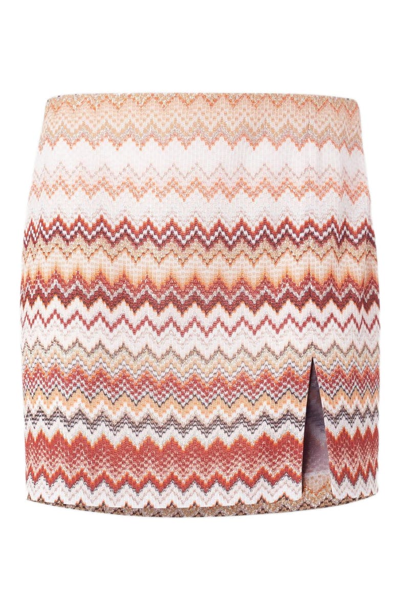 Missoni Mini Skirt With Lamé Serrated Zigzag Pattern And Slit, Alternate, color, Multicoloured