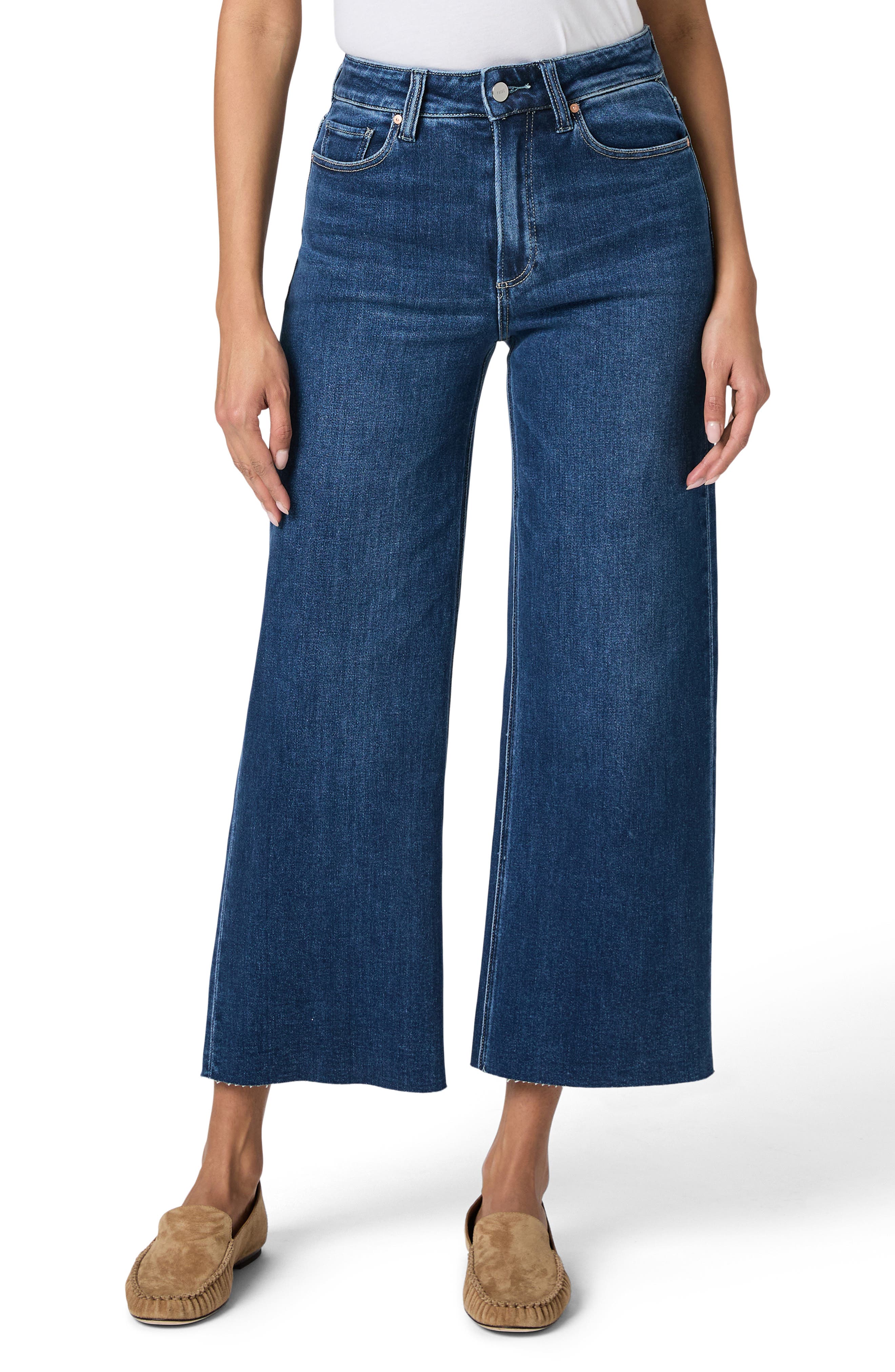 Anessa High Waist Raw Hem Wide Leg Jeans