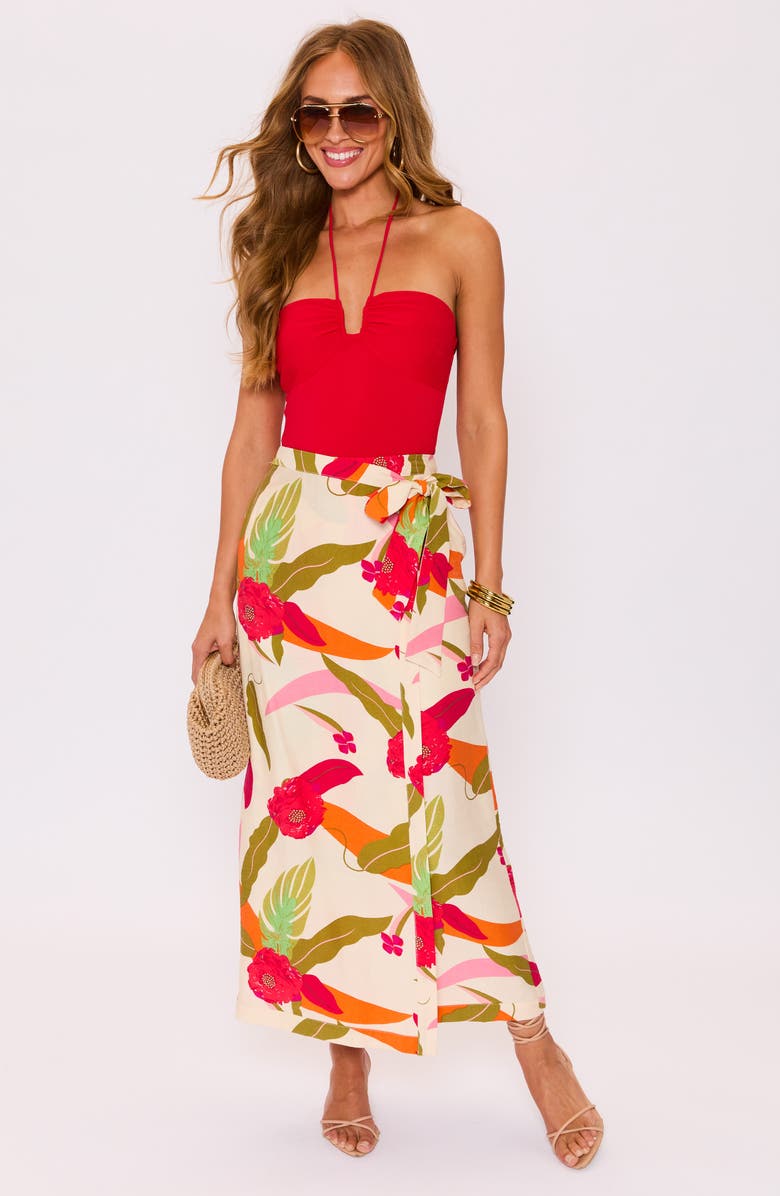 VICI Collection Riviera Printed Faux Wrap Skirt, Alternate, color, Cream Red
