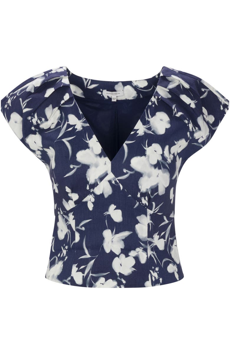 Rebecca Taylor Bea Linen Blouse, Alternate, color, Navy Combo