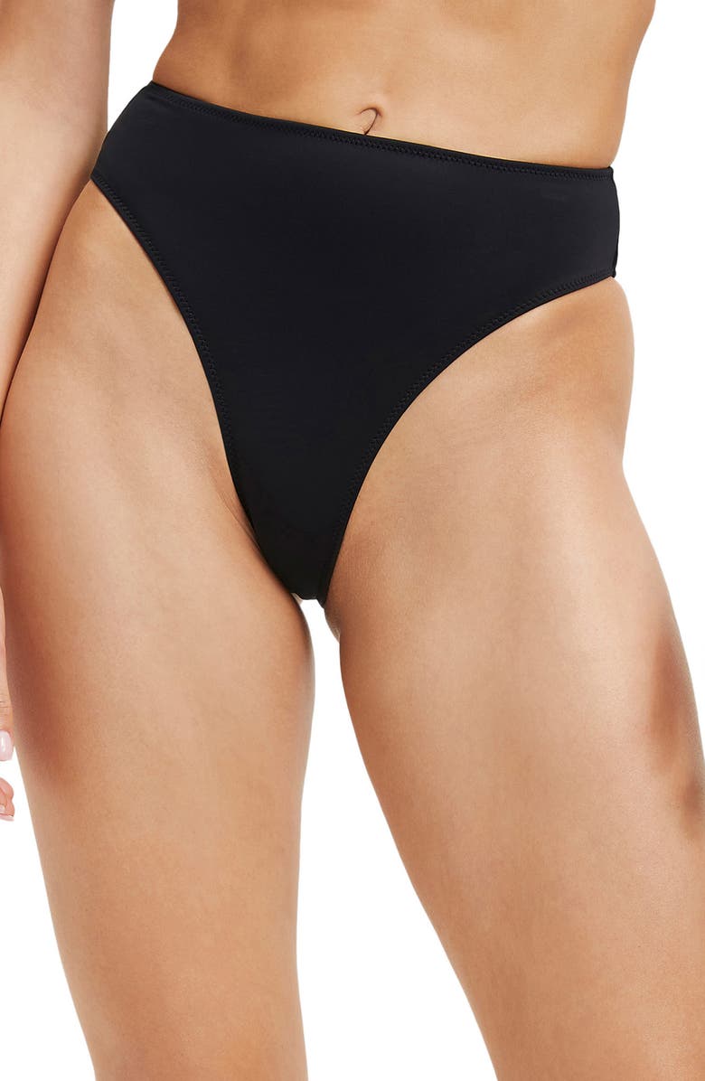 Good American Scuba Knit Good Waist Bikini Bottoms, Main, color,