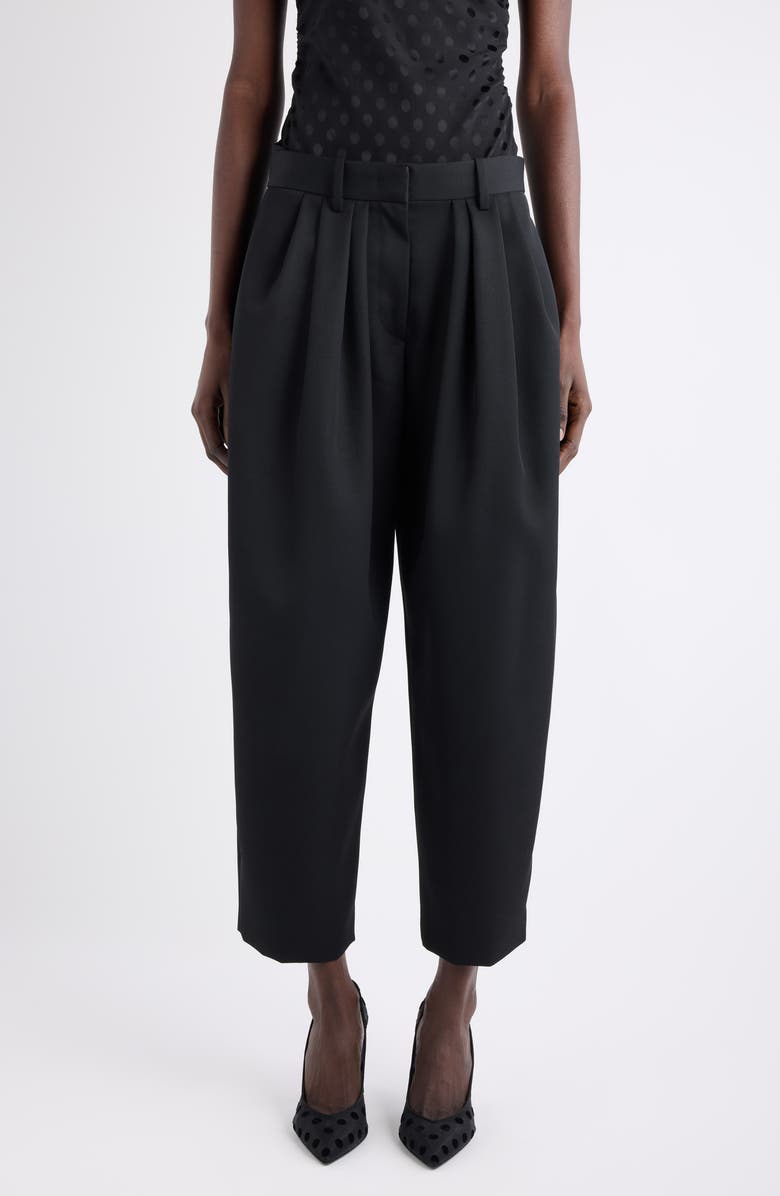 Isabel Marant Janice Pleated Tapered Wool Trousers, Main, color, Black