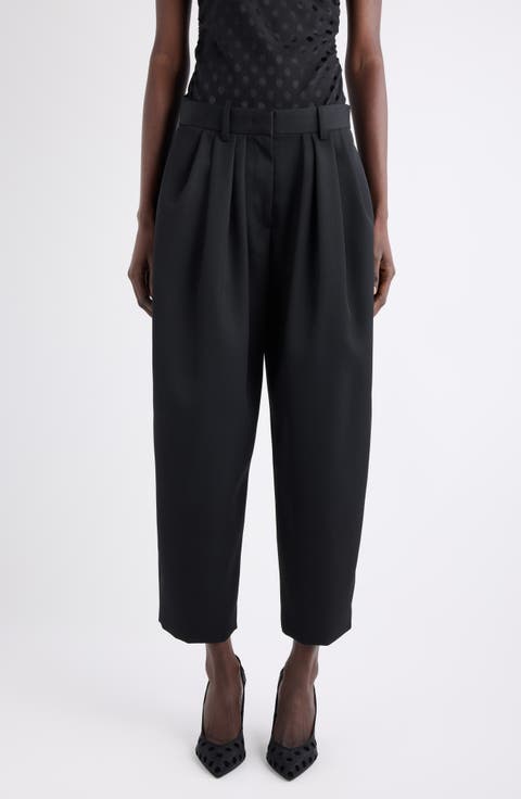 Janice Pleated Tapered Wool Trousers