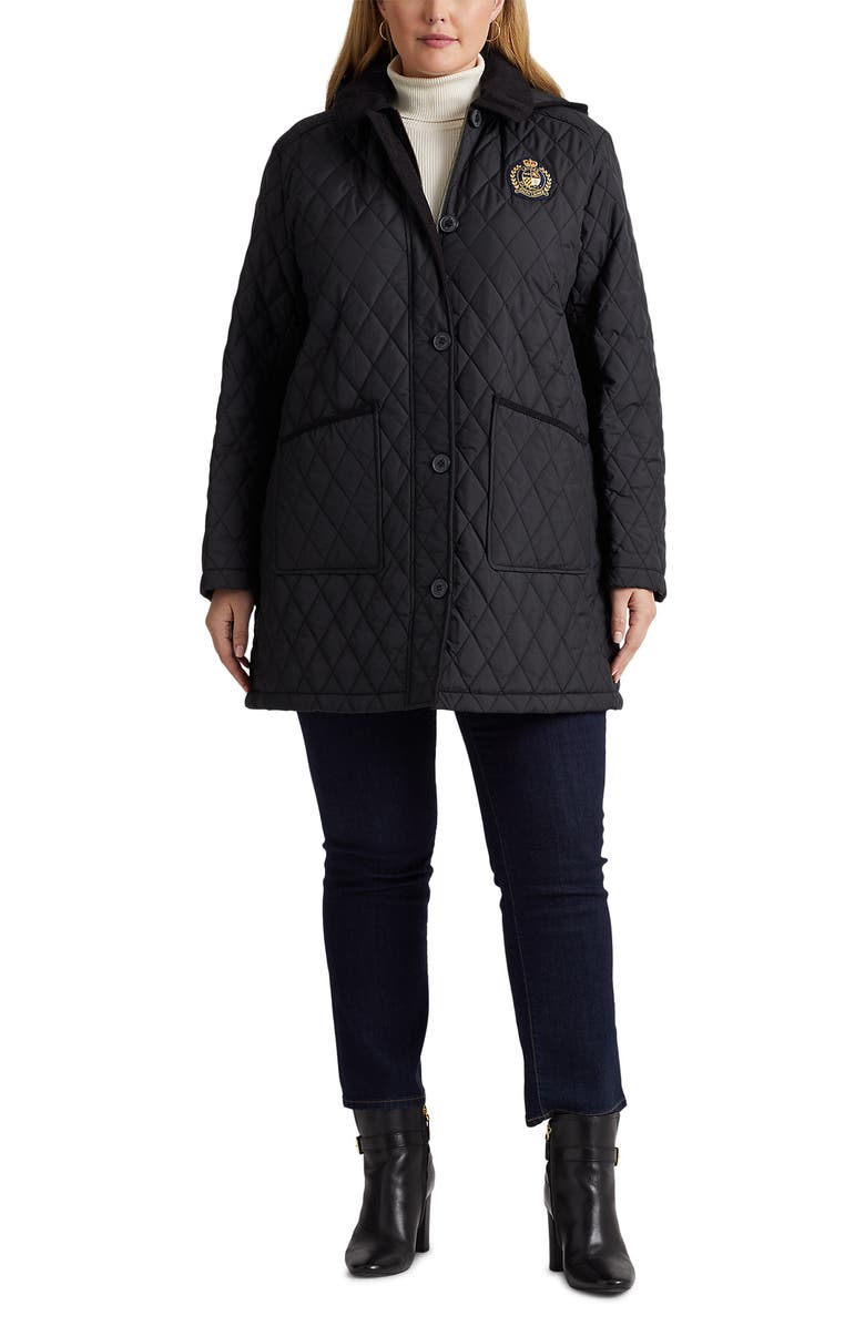 Lauren Ralph Lauren Quilted Crest Hooded Coat, Alternate, color, 