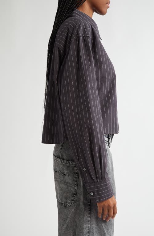 Acne Studios Satai Stripe Crop Organic Cotton Poplin Button-up Shirt In Purple