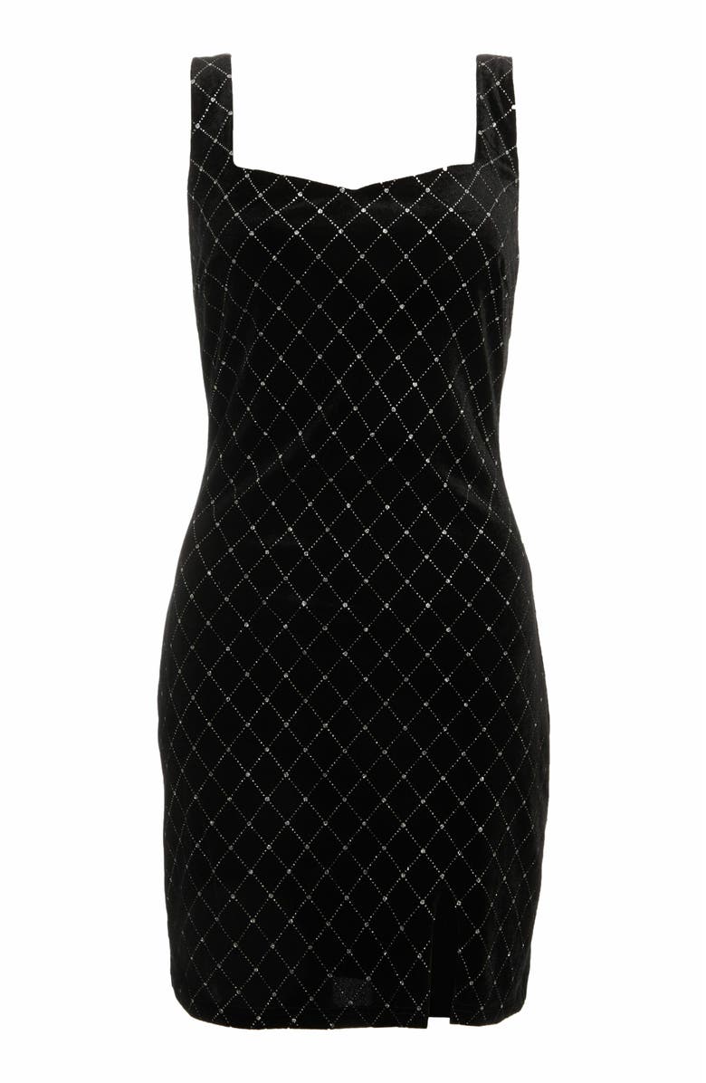 QUIZ Diamonte Velvet Bodycon Mini Dress, Alternate, color, 
