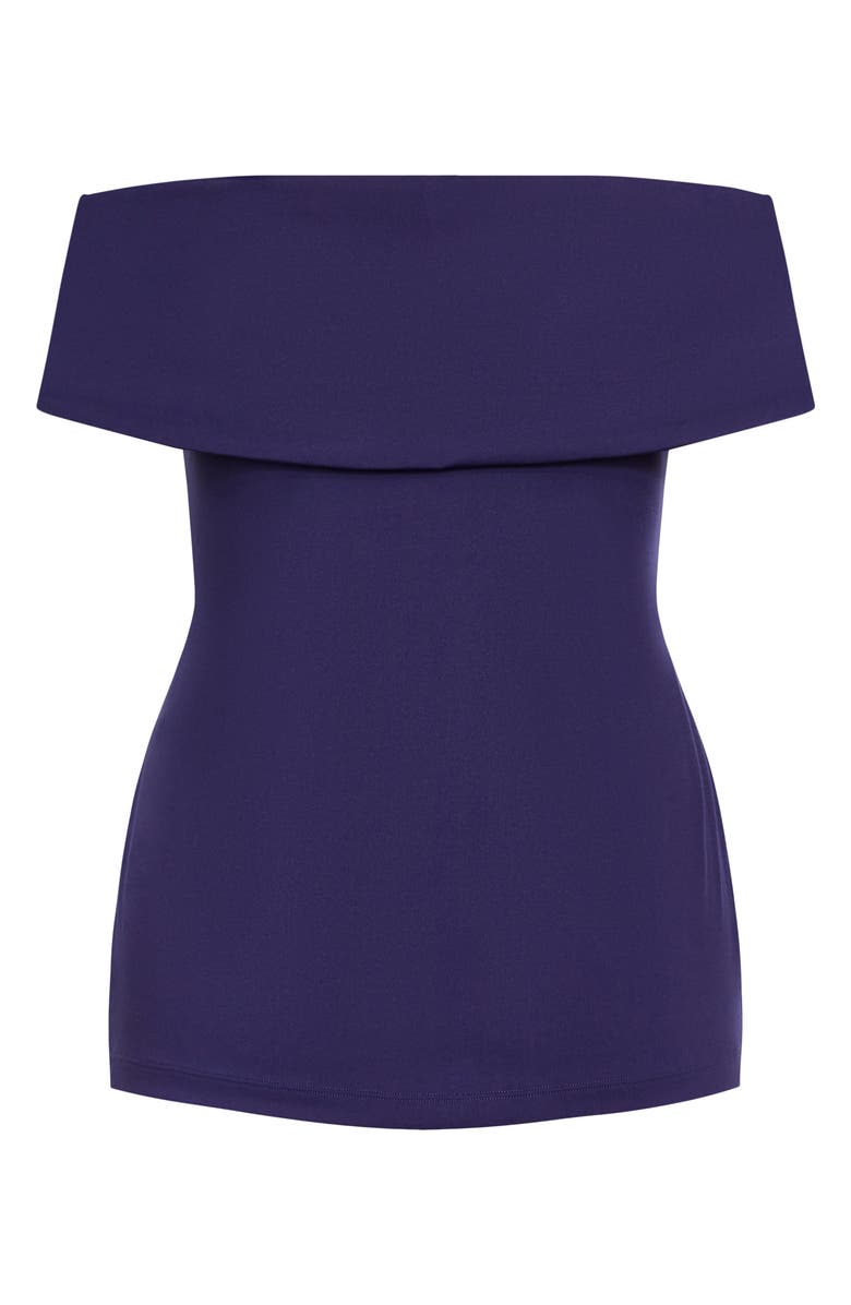 City Chic Marseille Off the Shoulder Stretch Top, Alternate, color, Navy