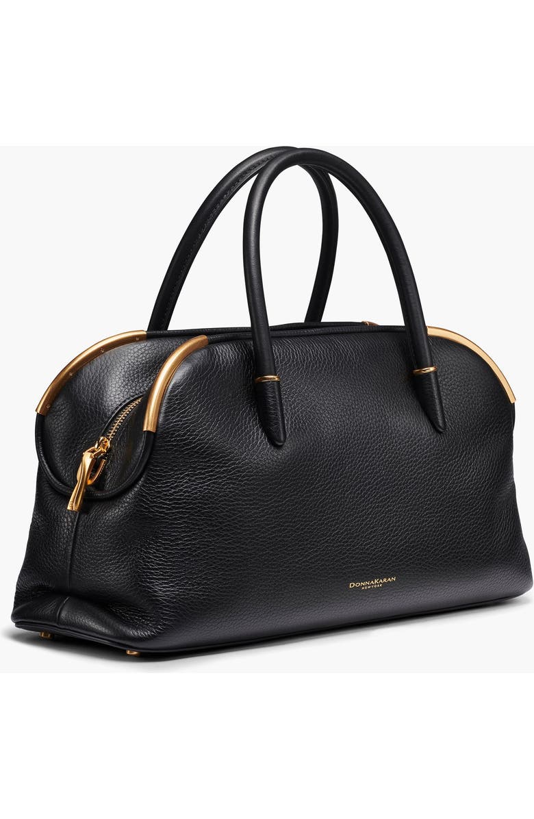 Donna Karan New York Satin Leather Satchel, Alternate, color, Black/Gold