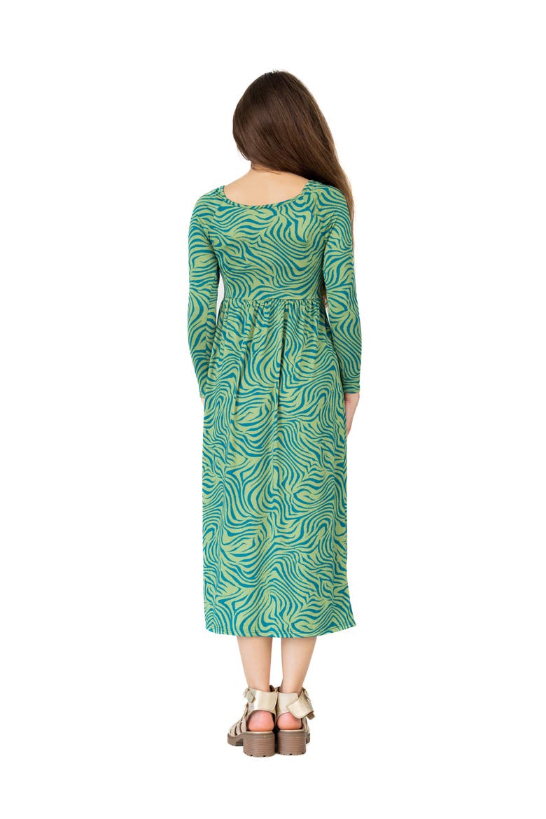 Green Print Long Sleeve Maxi Dress, Alternate, color, Green Multi
