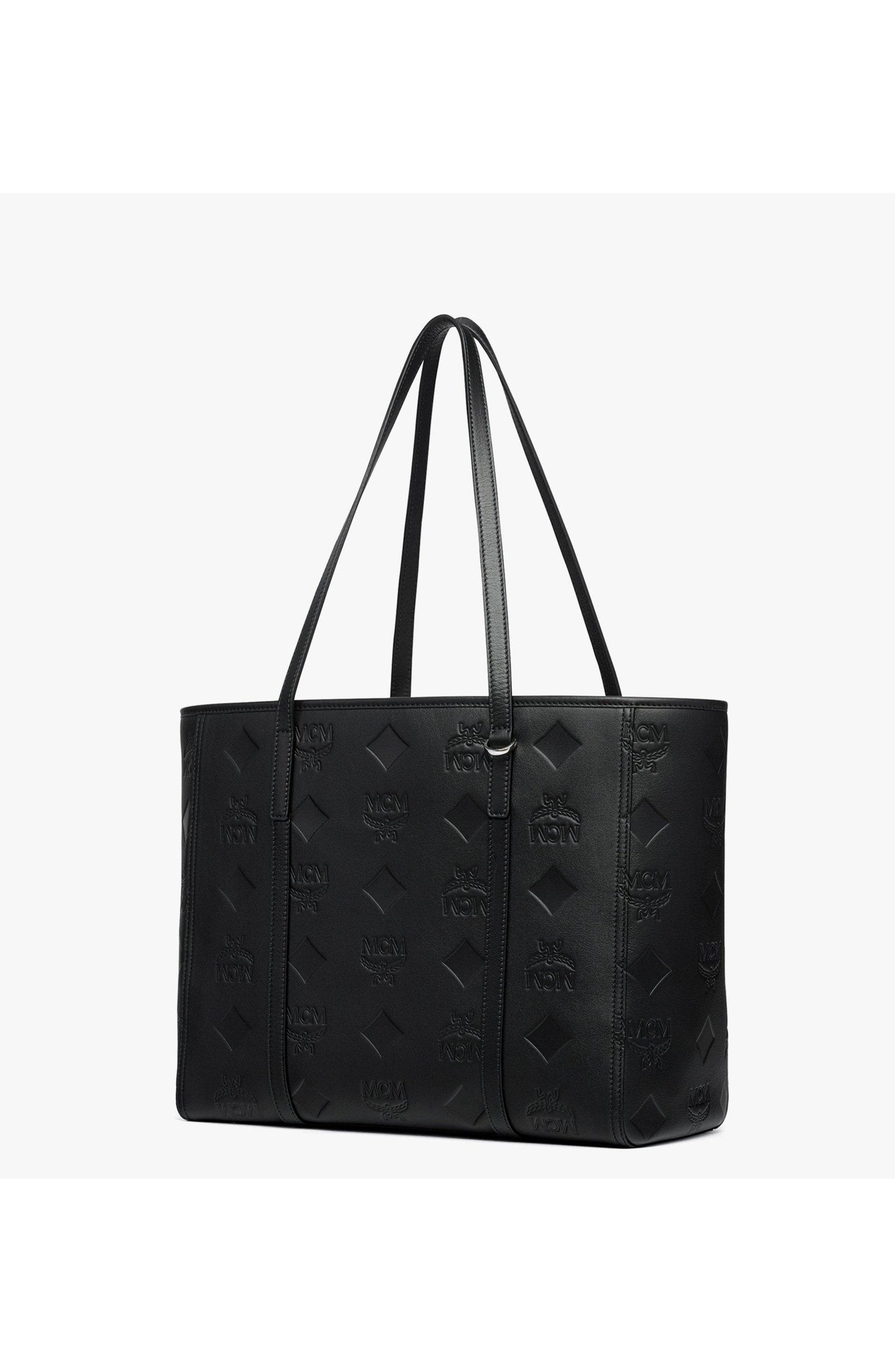 MCM Medium Toni Top-Zip Shopper in Maxi Monogram Leather, Alternate, color, Black