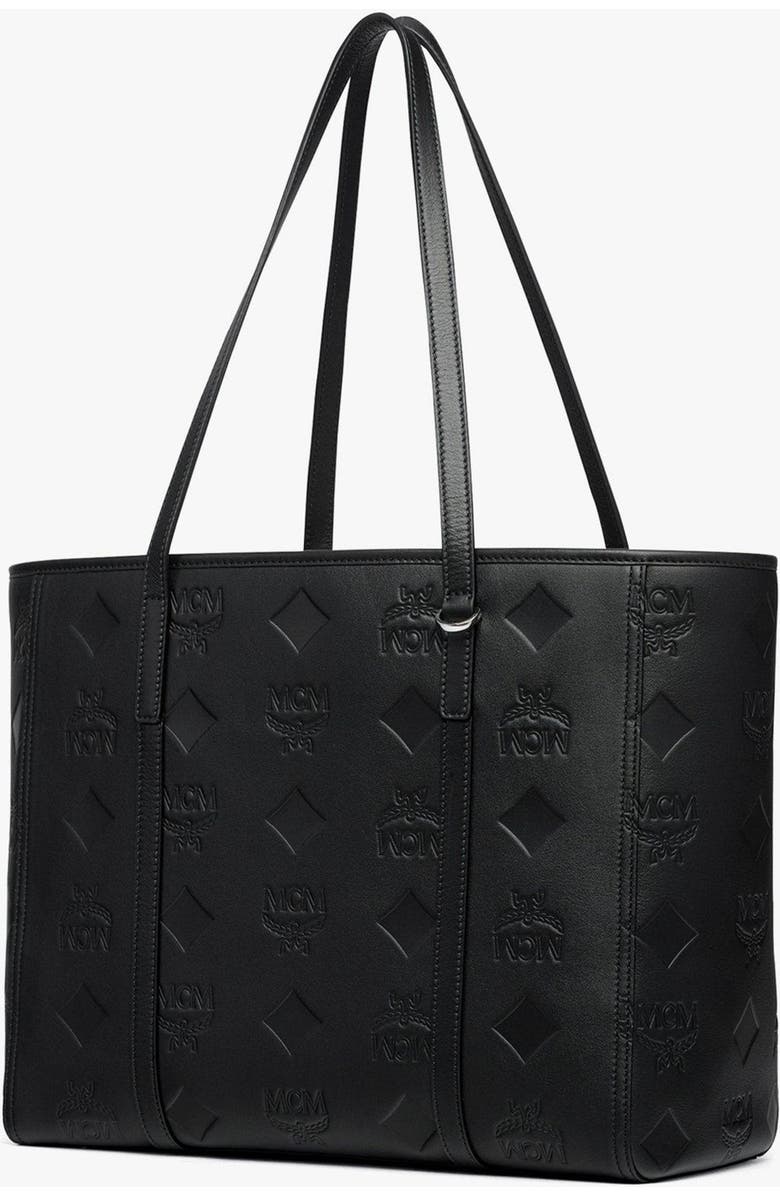 MCM Medium Toni Top-Zip Shopper in Maxi Monogram Leather, Alternate, color, Black