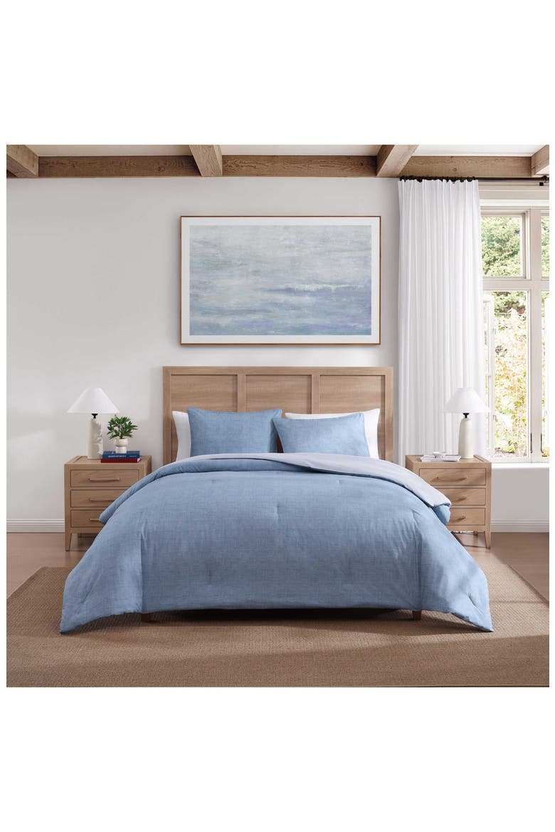 Classic Texture Cotton Percale Comforter & Shams Set, Alternate, color, MEDIUMBLUE