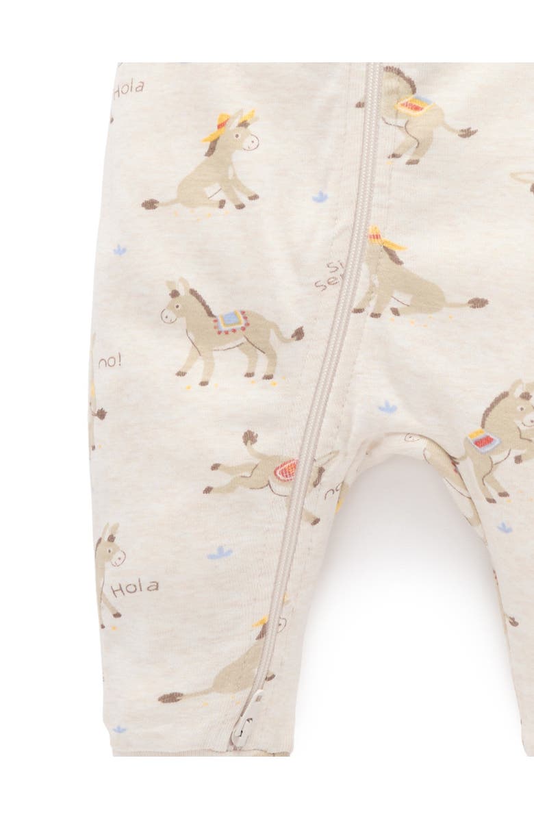 Purebaby Rib Short Sleeve Romper, Alternate, color, Si Senor Print