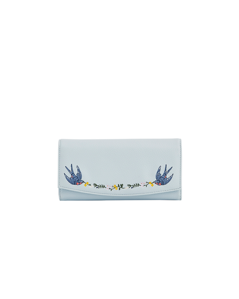 Swallow Embroidered Large Purse