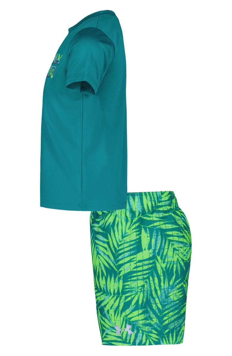 Under Armour Kids' Palm Grid Swim Graphic T-Shirt & Swim Trunks Set, Alternate, color, Coastal Teal