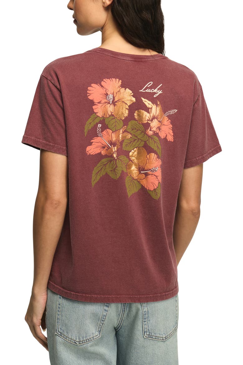 Hibiscus Boyfriend T-Shirt, Alternate, color, OXBLOOD RED