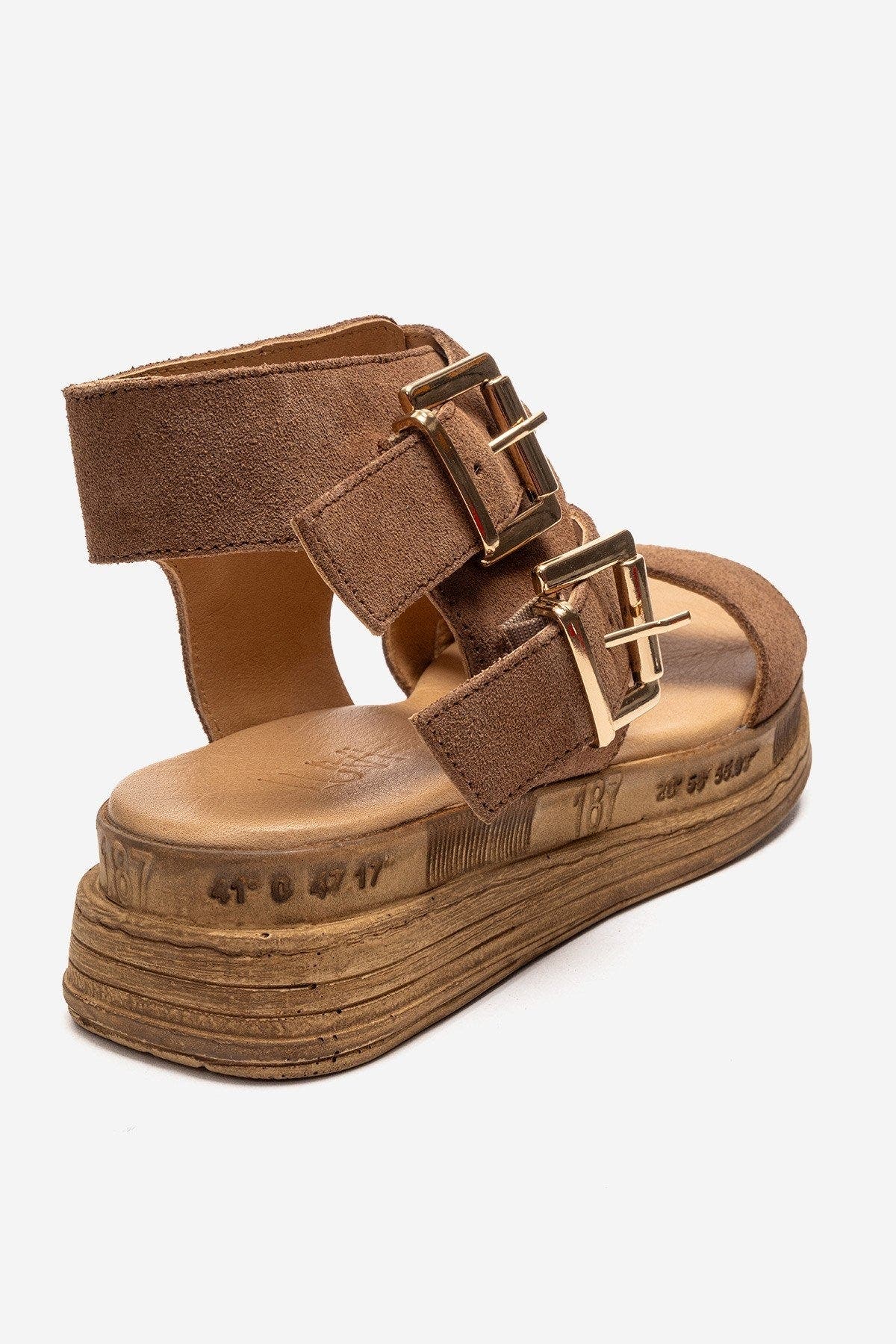 Forever & Always Shoes Lorentis Leather Double Buckle Sandal, Alternate, color, Cognac Suede
