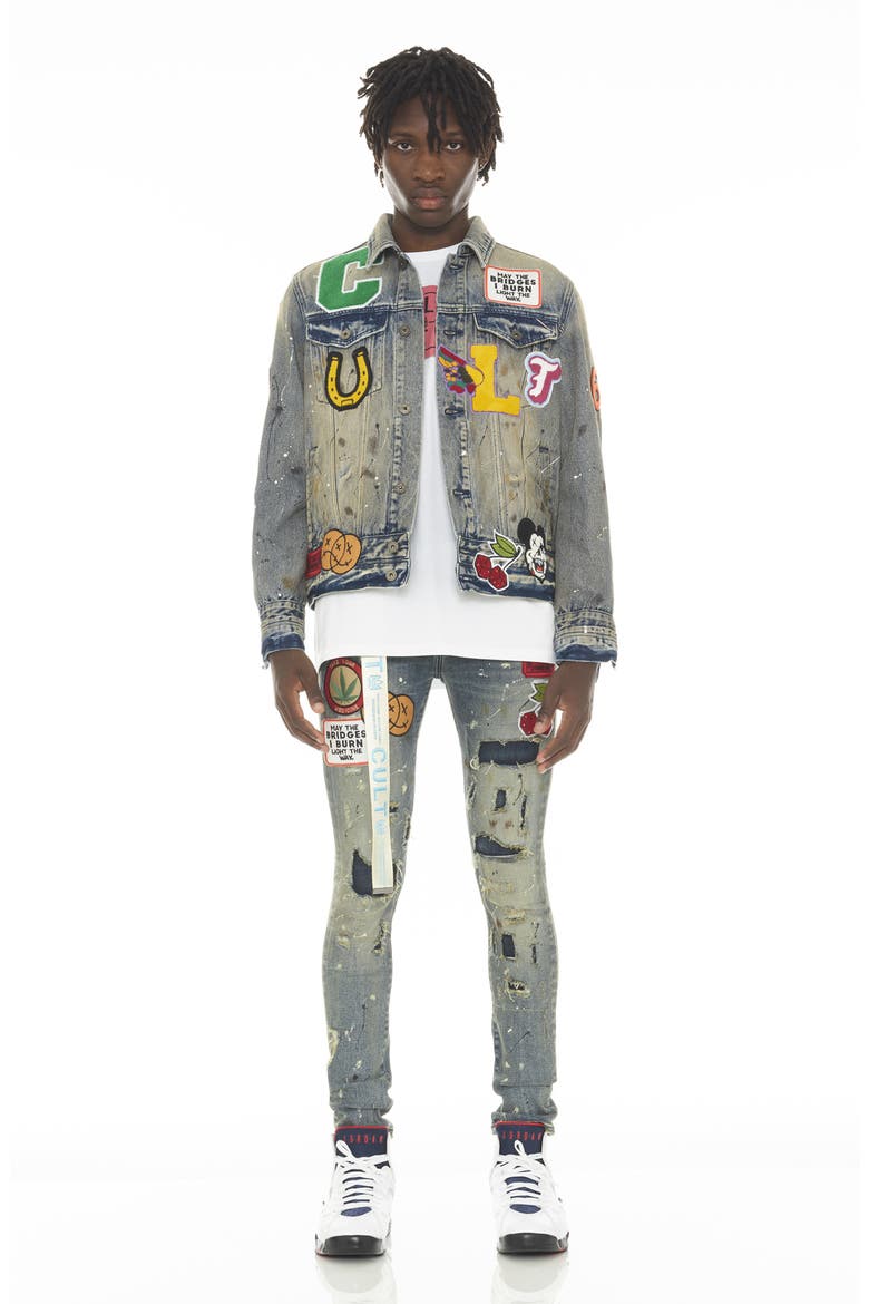 Punk Belted Distressed Super Skinny Jeans, Alternate, color, PRIMO