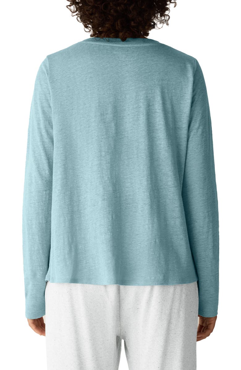 Eileen Fisher Organic Linen Long Sleeve T-Shirt, Alternate, color, Seafoam