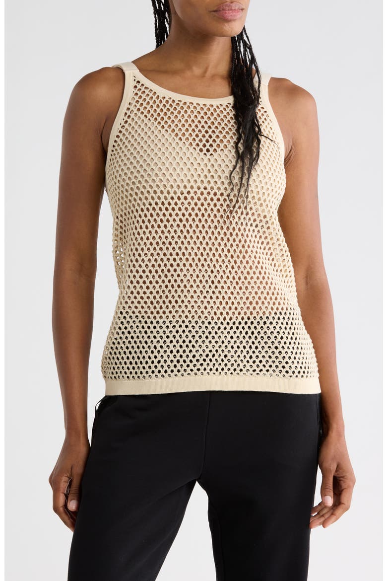 Mesh Cotton Tank, Main, color, MUSLIN