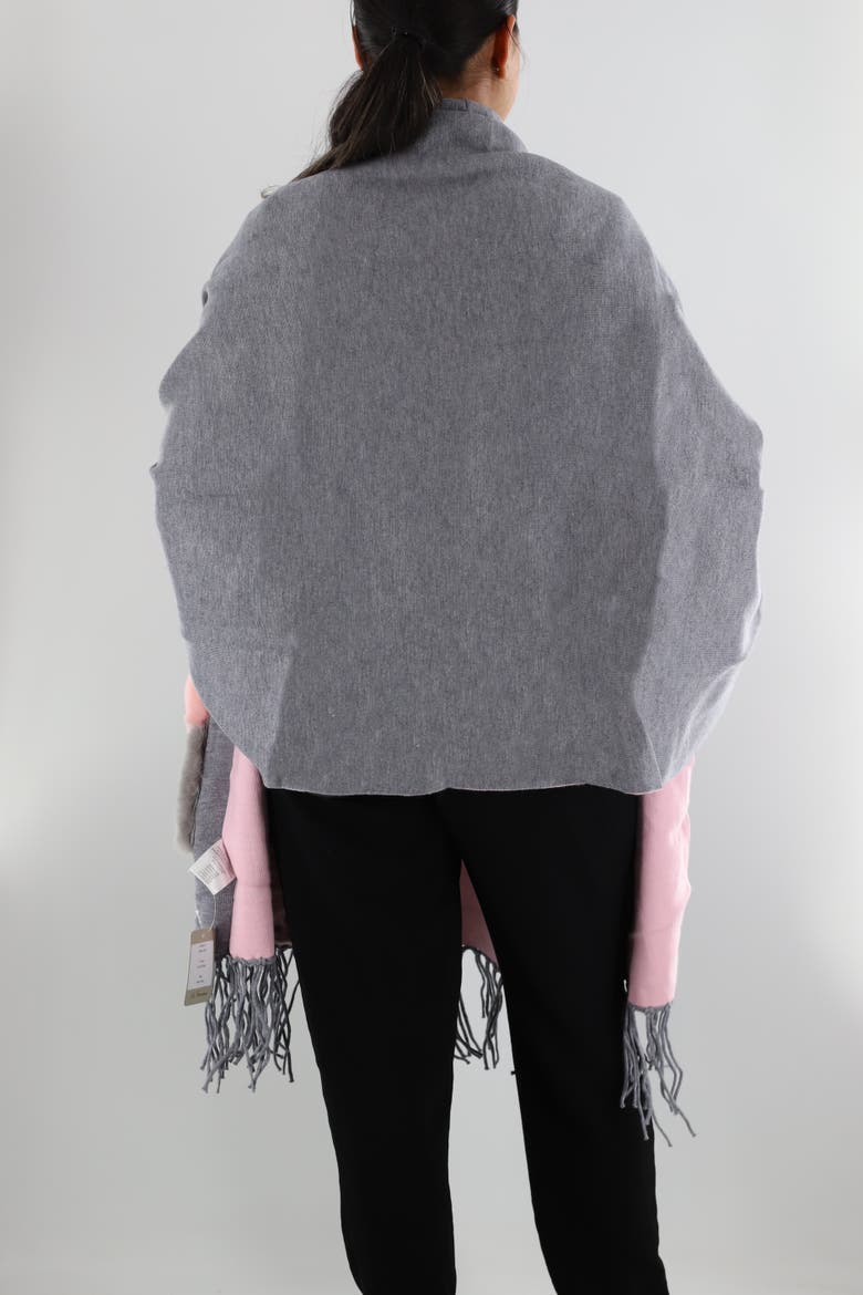 Wrap with Faux Fur Pockets, Alternate, color, Grey/Pink