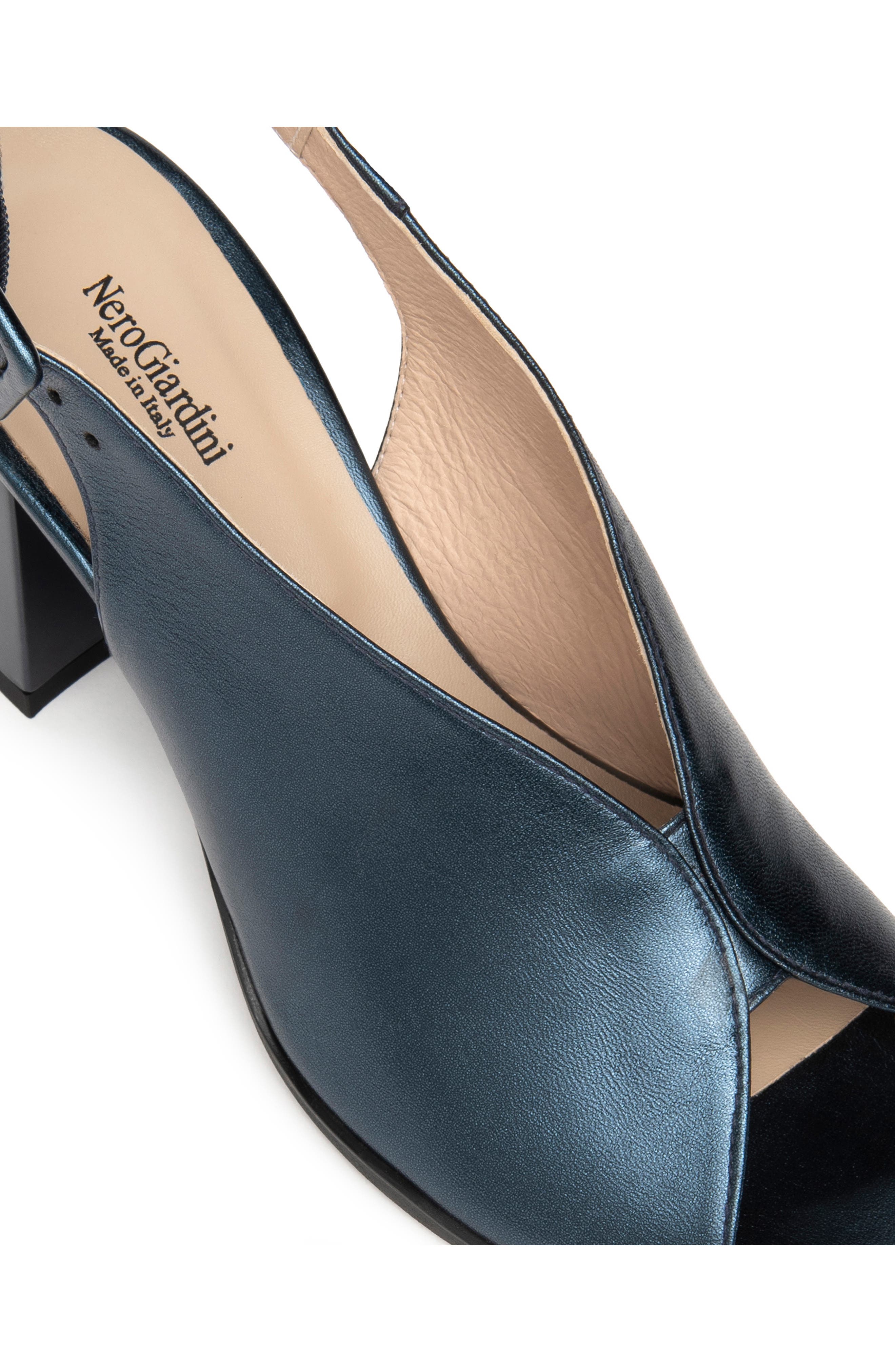 NeroGiardini Slingback Peep Toe Sandal, Alternate, color, Blue