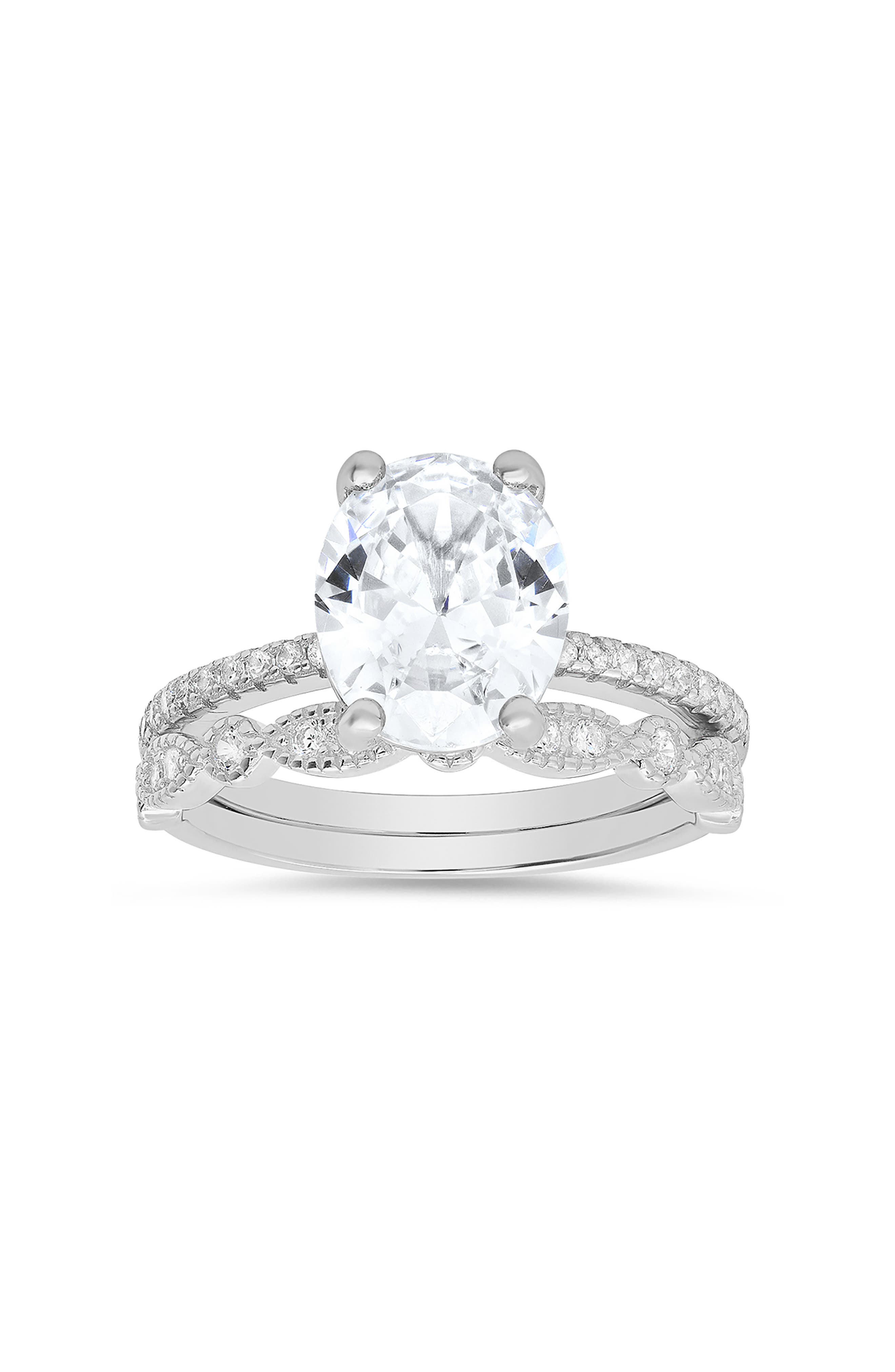 Queen Jewels Sterling Silver 2-Piece CZ Ring Set
