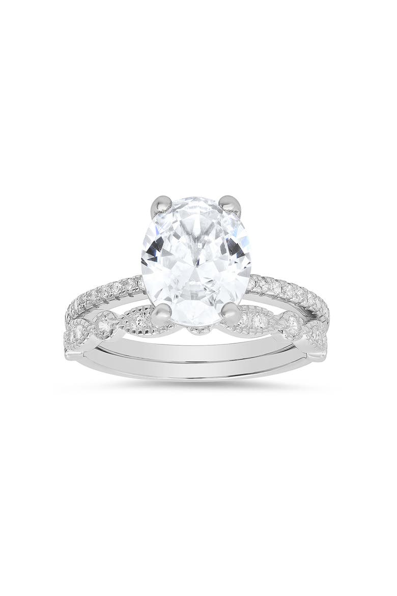 Sterling Silver 2-Piece CZ Ring Set, Main, color, SILVER