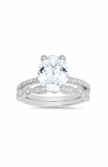 Queen Jewels Sterling Silver 2-Piece CZ Ring Set