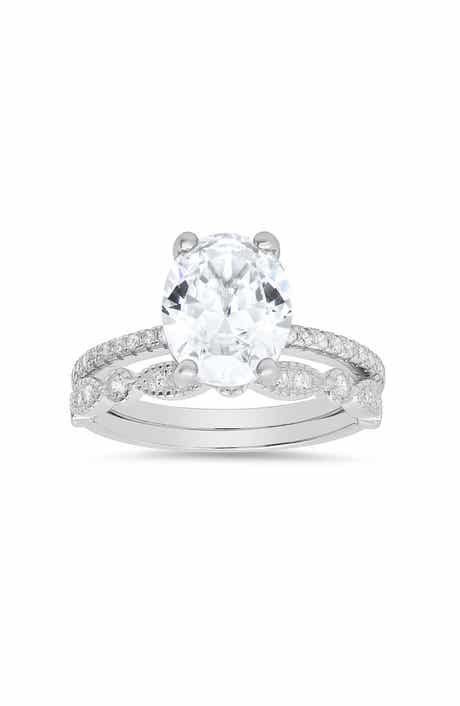 Queen Jewels Sterling Silver 2-Piece CZ Ring Set