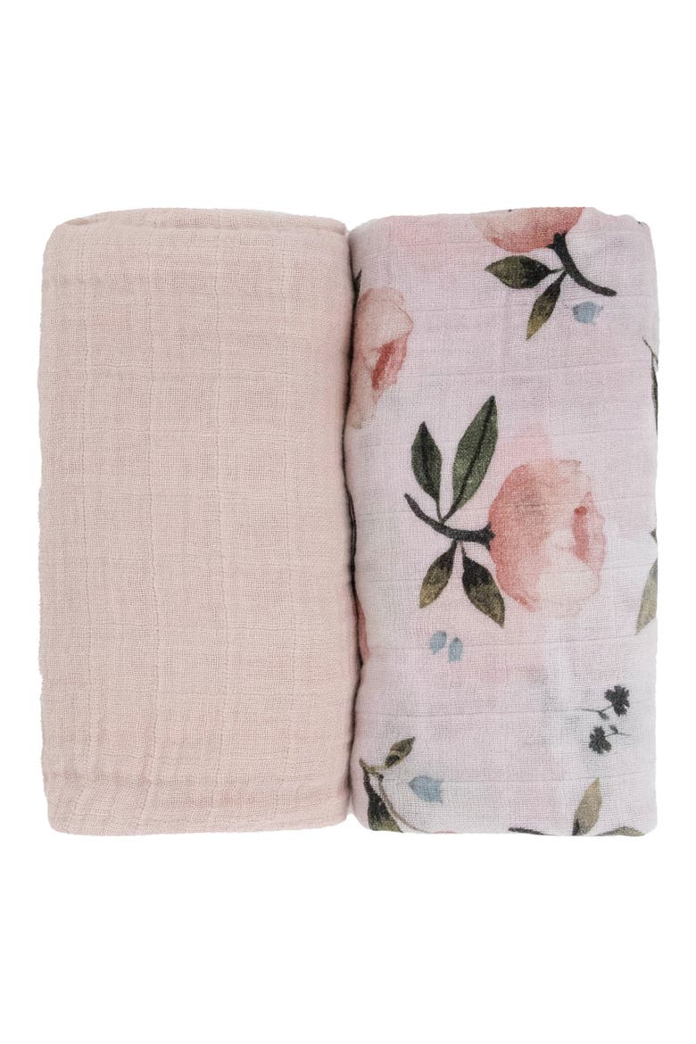 2-Pack Organic Cotton Muslin Swaddle Blanket, Alternate, color, WATERCOLOR FLORET