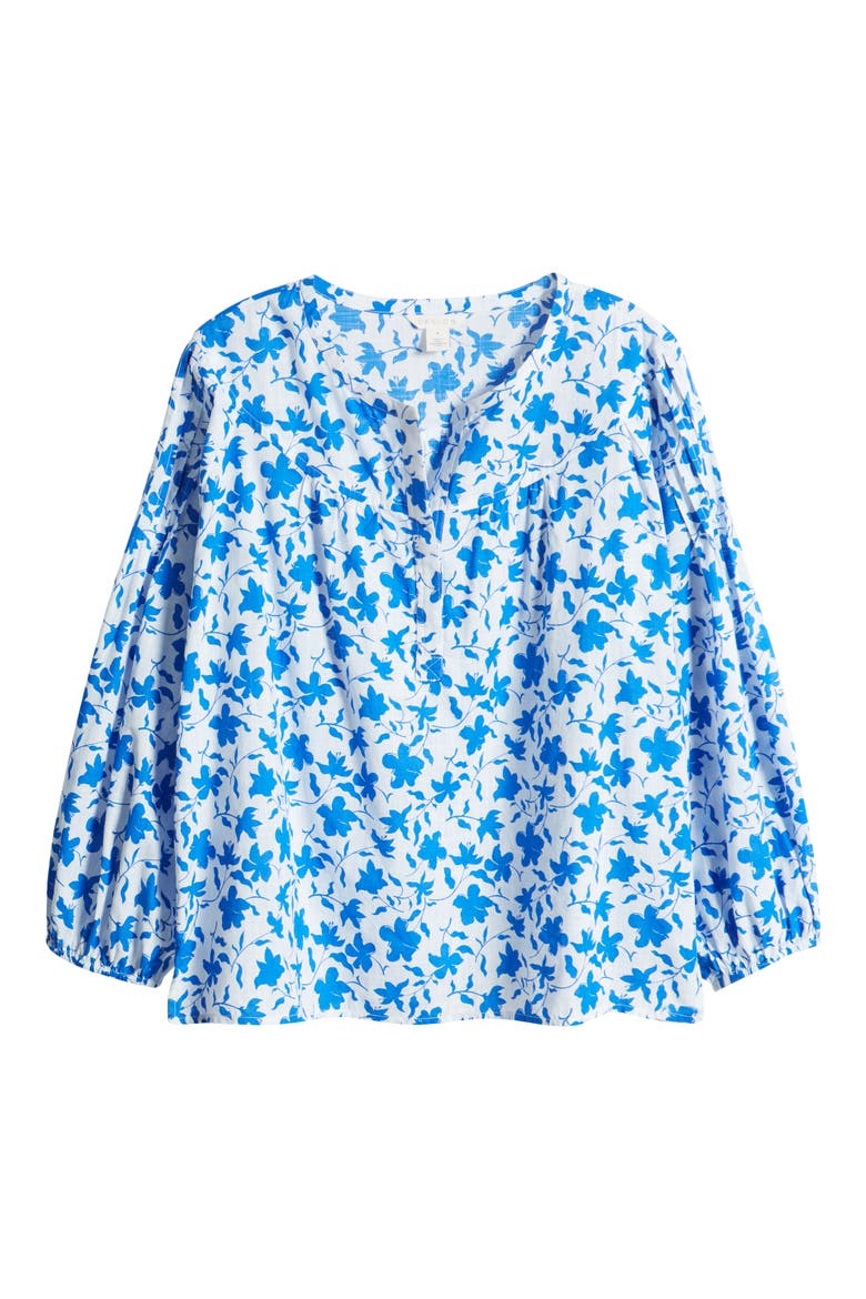 Pintuck Pleat Top, Alternate, color, WHITE- BLUE ORCHID FLOAT