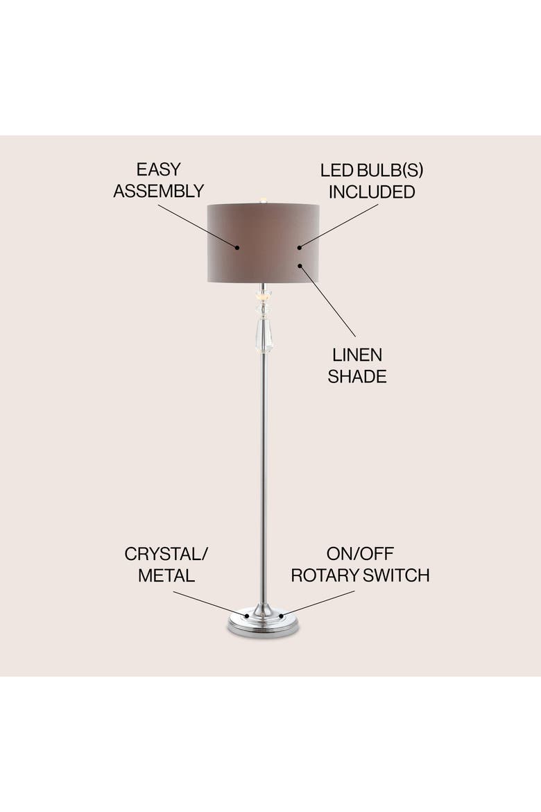 Layla Crystal / Metal LED Floor Lamp, Alternate, color, Clear/Chrome