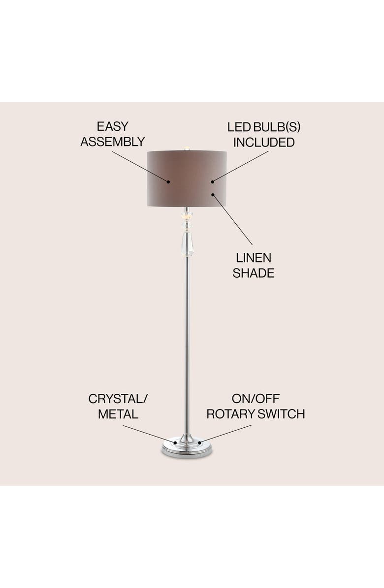 JONATHAN Y Layla Crystal / Metal LED Floor Lamp, Alternate, color, Clear/Chrome