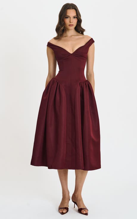 Omella Ruched Bust Sweetheart Flared Maxi Dress