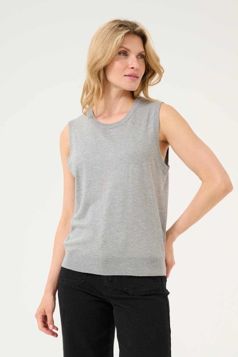 KAlizza Round Neck Sleeveless Pullover, Main, color, Grey Melange