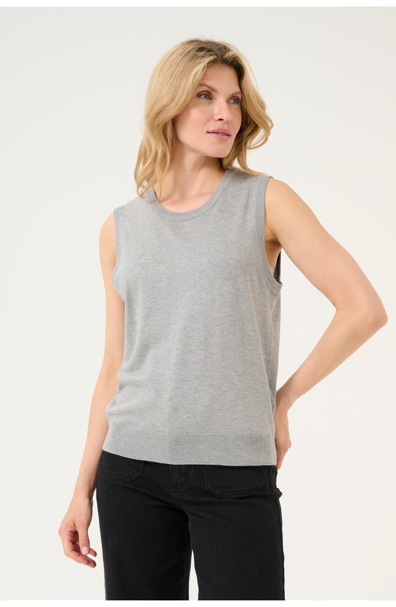 Kaffe KAlizza Round Neck Sleeveless Pullover, Main, color, Grey Melange